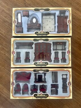 Madison Dollhouse Furniture - Cherry Solid Wood 3 Sets 1:12 Scale